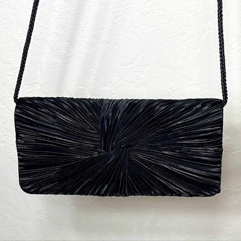 Black Satin Knot Clutch Purse